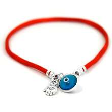 Pulsera de mano turca azul mal de ojo y hamsa, cuerda roja para hombre, protección de la suerte y joyería de la , regalo para hombres, papá, marido, hermano, novio, 7" Red String Bracelet - 1 - Ver 7