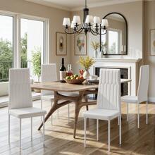 Set Of 4 Dining Chairs, Kitchen Dining Chairs, Upholstered With Ergonomic Backrest - White - View 9