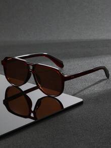 1 副男士复古双桥飞行员镜框时尚眼镜，适合时尚装扮、派对装饰、户外旅行、海滩度假、骑行、驾驶、户外运动、日常使用 - 彩色 - 查看 7