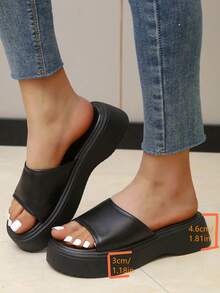 时尚百搭休闲女式坡跟凉鞋，夏季套脚拖鞋，轻便舒适的户外凉鞋，简约女式拖鞋，沙滩度假休闲露趾厚底鞋，时尚轻便舒适的坡跟厚底凉鞋