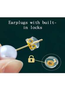 12pcs 18K Gold Earring Backs/Nuts, Silicone Earring Replacement Backs, Suitable For Drooping Earlobes, Non-Irritating, Low Allergy Earring Accessories For Precious Jewelry - Multicolor - View 5