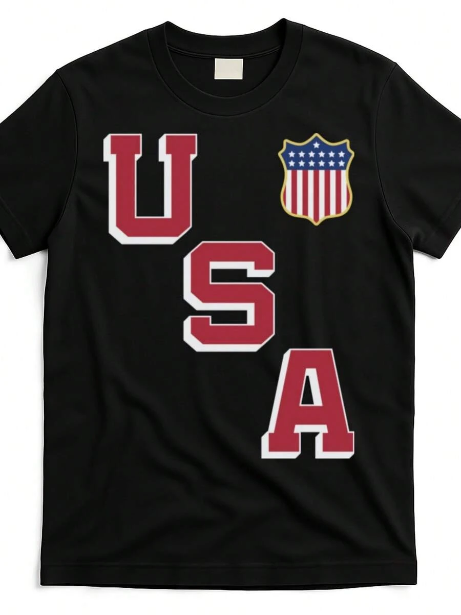 Men'S USA Soccer Team Jersey T-Shirt - Black With Red, White & Blue USA Lettering - Official National Team Design - Breathable Everyday & Game Day Shirt - Adult Men'S Apparel - Patriotic Soccer Fan Outfit, Sports Fanwear, Casual Sports Wear, Classic Round Neck, Vintage Sports Style, Comfortable Fit, Durable Construction, Fan Merchandise, Sports Enthusiasts, Casual Wearers - Black - View 1