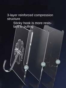 2/4/10pcs Modern Stainless Steel Towel Hooks | Wall Mounted, Self-Adhesive, Brushed Surface, No Drilling Required, Polished ABS Plastic - Multicolor - View 5