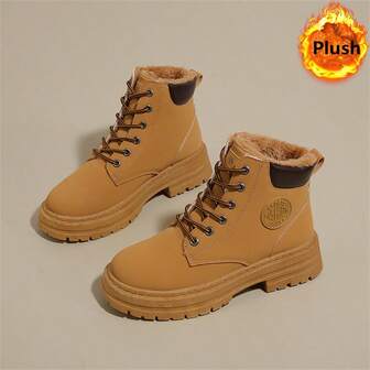 2024 New Women's Winter Boots, Warm Plush Lining, Mid-Calf, Casual, Thick Sole, Non-Slip, Outdoor Snow Boots, Versatile, Warm For Women