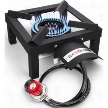 Quemador de propano individual de alta presion para cocina al aire libre con escudo termico y protector ideal para camping y porton trasero ebullicion rapida - como en la foto - Ver 1