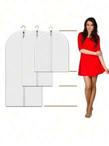 [PEVA Breathable Dust Cover] Anti-Moth Breathable Dust Garment Cover - Hanging Clothes Bag - Home Storage Bag, Wardrobe Hanging Organizer - Multicolor - View 3