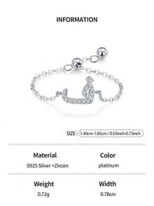 1枚优雅925纯银阿拉伯字母可调节戒指，适合女性佩戴，是婚礼、生日、母亲节及其他场合的理想礼物。