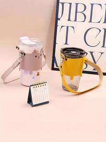 Cute Cat Coffee Cup Holder Tea Cup Protective Sleeve Water Bottle Holder Cover Travel Water Bottle Sling Bag With Adjustable Strap For Travel Hiking Daily Use - Multicolor - View 9