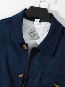 Autumn American Vintage Heavyweight Men's Utility Jacket & Cargo Pants Rugged Outfit - Navy Blue - View 4