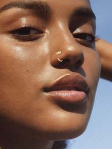 1件S925纯银鼻环，镶嵌立方氧化锆，简约几何水滴形金色珠子C形鼻环，简约珠宝，女士礼物，婚礼派对 - 單隻鼻環 - 查看 6