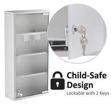 Medicine Cabinet, First Aid Cabinet With Lock, Stainless Steel, 30 X 12 X 60 Cm - Silver - View 5