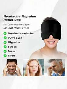 1pc Cooling Gel Ice Pack Head Cap, Cold/Hot Therapy To Relieve Headache, Relaxing Sleep Eye Mask, Gel Ice Pack Headache Relief Cap, Migraine Cold/Hot Compress Head Cover - Multicolor - View 3