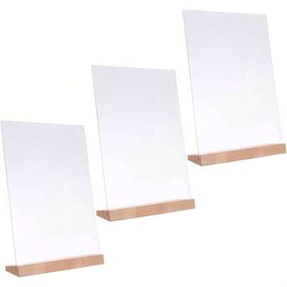 3pcs Transparent Photo Frame Display Frame Photo Holder Table Card Holders Acrylic Menu Stand