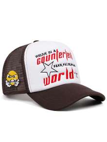 2025 New Creative Personalized Breathable Mesh Hat World Letter Anger Embroidered Skateboarding Hat Street Fashion Hip Hop Hat Outdoor Sports Sunshade Hat Daily Commuter Decorative Hat Male Female Casual Baseball Hat