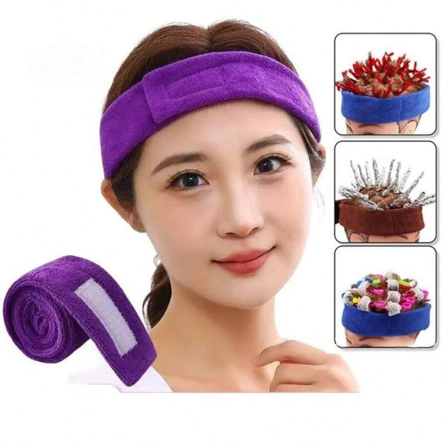 Diadema rizadora de cabello ajustable, bolsa de maquillaje, tiras de toalla absorbente para peinado, salón, coloración de cabello - Multicolor - Ver 1