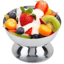 R's Hapivida Copa de Helado Taza de Helado Tazón de Acero Inoxidable para Helados Cuencos Mini Tazas de Yogur con Patas Redondas Tazas Pudín Metal Reutilizable para Postre Sundae Frutas Short - Corto-1 pieza - Ver 2