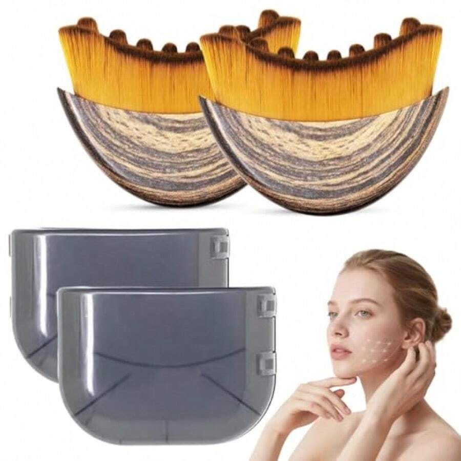 2 Piezas Lymphatic Contour Face Brush Cepillo Facial Face Brush Diseño Ergonómico Para La Cara La Barbilla y La Mandíbula Muy Adecuado Para Profesionales y Amantes Del Cuidado De La Piel - como en la foto - Ver 1