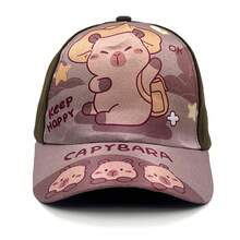1pc Kids Cartoon Capybara Print Cute Baseball Cap, Wide Brim Sun Visor Hat For Vacation & Travel - Capybara - View 17