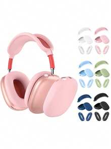 Pink Silicone Protective Case Compatible With Airpods Max Headphones, Anti-Scratch Ear Cushion/Ear Cup/Headband Protective Cover Compatible With Airpods Max, Soft Silicone Skin Protective Case Accessories Compatible With Apple Max - Multicolor - View 1