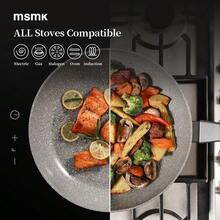MSMK 28cm Nonstick Frying Pan Grey Ceramic Induction Frying Pan Free Cookware Scratch-Resistant And Durable Skillet Suitable For Induction Gas And Electric Hobs - GrayNoLid - View 4