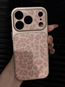 奢华闪亮豹纹镜头保护手机壳，适用于 17 Pro Max、16、15、14 Pro Max、13，时尚创意独特后盖 - 粉色 - 查看 3