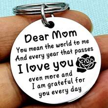 Stainless Steel 'Dear Mom I Love You' Keychain - Perfect Gift For Mother's Day, Birthday, Christmas, Thanksgiving - Silver - View 2