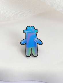 1pc Iridescent Transparent Abstract Human Shape Enamel Badge, Blue & Purple Gradient Minimalist Design, Pearlescent Texture Brooch, Suitable For Clothing, Bags, & Niche Style, Dreamy Aesthetic - Blue - View 8