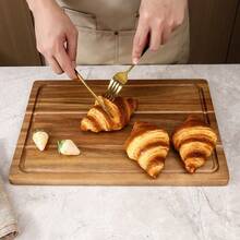 1pc Large Wooden Kitchen Cutting Board, Thick Bamboo Meat Chopping Board, Cheese & Board, Bamboo Vegetable Cutting Board With Juice Groove And Handle, Kitchen Supplies - Multicolor - View 8