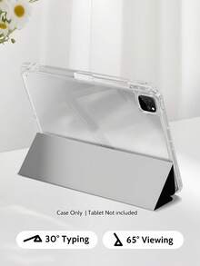 Un panneau arrière transparent en acrylique tout neuf avec un texte personnalisable ou un calque de date, associé à un étui de protection à trois volets avec un emplacement pour stylo. Prend en charge divers designs de texte avec plusieurs polices et options de couleurs disponibles. Compatible avec les modèles d'iPad de 2017 à 2025, iPad Air (4e à 6e génération), iPad Mini (6e à 7e génération), Galaxy Tab S7/S8, A9 et appareils de la série MatePad.