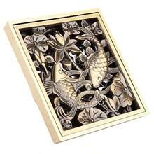 XISH Drenaje de piso de latón antiguo de 10 cm desagüe del piso de la ducha Rejilla del desagüe del desagüe del baño Rejilla tapa del desagüe del piso colador del desagüe de desechos #4 - como en la foto - Ver 3