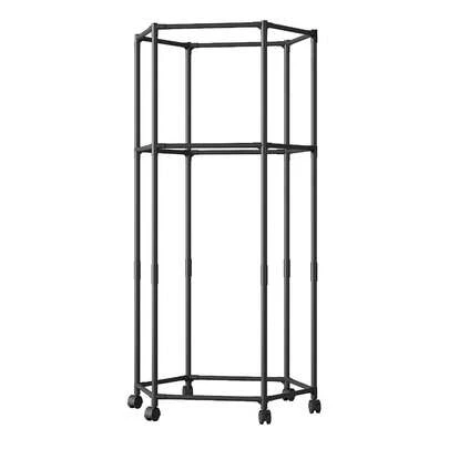 Hexagonal Clothing Rack With Wheels - Rolling Garment Rack For Hanging Drying Clothes
