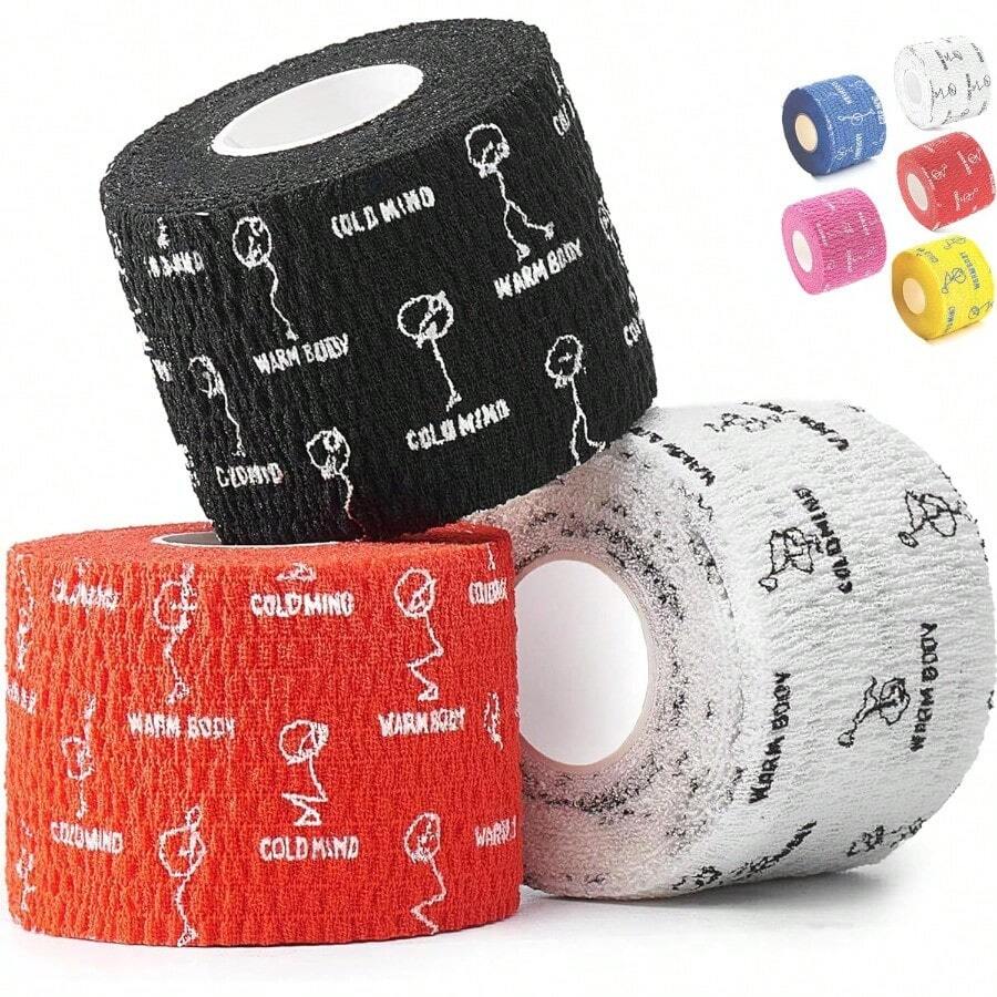 Cinta de Agarre Atletico para Entrenamiento de Gimnasio - 6m x 4.7cm - Ideal para Levantamiento de Pesas Soporte para Pulgar - 3 Rollos Mixtos V1 - 3RollosMixV1 - Ver 1