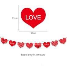 情人节挂饰彩旗串红色爱心纸质横幅门挂装饰品婚礼生日周年纪念派对装饰