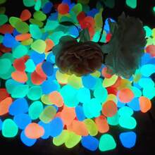 800pcs 1-1.8cm Solar Powered Luminous Pebbles, Outdoor Garden Decor, Aquarium Filler, Vase Filler, Backyard, Patio, Walkway And Fish Tank Decor (Deep Blue, Mixed Colors, Mechanical Packaging, Occasional Defects But Sufficient Quantity) - Multicolor - View 2