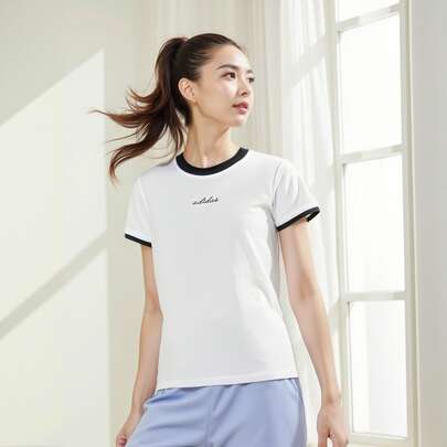  Camiseta deportiva de cuello redondo para mujer de Adidas para correr y fitness, ideal para verano y actividades al aire libre