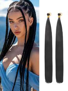 2pcs Bone Gradient Straight Crochet Hair Synthetic Braiding Hair Bulk 28inch Pre Stretched Braiding Hair Extensions Crochet Box Braids Hair - Multicolor - View 2