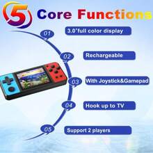 Consola Retro de Video Clásica - contiene más de 620 juegos clásicos - Mini consola Retro, el regalo ideal para los amantes de los juegos - El regalo perfecto para Navidad, Año Nuevo y cumpleaños - Azul y rojo - Ver 3