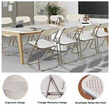 Silla plegable de plástico, silla de jardín portátil, sillas para fiestas en interiores y exteriores, asientos apilables, ligeras y cómodas. - Blanco - Ver 10