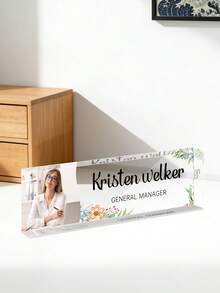 Custom Name Plates For Desks With Photo/Logo-16styles,Desk Name Plate Personalized, Personalized Clear Acrylic Glass Block, Office Gifts For Cowrkers, Boss, Teacher/Employee Appreciation Gifts Office Desk Decor For Women Men, Acrylic Desk Accessories, Office Gifts For Boss, Employee Appreciation Gifts