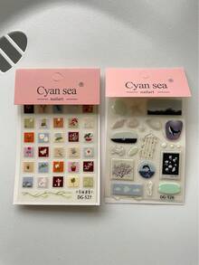 1pc Simple Solid Color Sticker, Cute Cartoon Ocean World Window Sticker With Seashells And Starfish, Suitable For Decorating Phones, Tablets - Multicolor - View 1