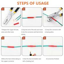 Kit de casquillos de alambre de 250 Uds., conector de engarzado de cobre de tamaños, Kit surtido de terminales a tope eléctricos no aislados 9C9P - Kit de 250 piezas - Ver 5
