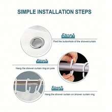 1件绿色大理石纹防水防霉浴帘 - 彩色 - 查看 6