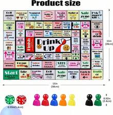 Drinking Board Games For Adults With Waterproof Rubber Mat Fun Interactive Drinking Games For Holiday Christmas Valentines Present Party College Night Birthday, 2-8 Players Age 21+ UJSE - 黃色 - 查看 6