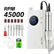 duofu Amoladora eléctrica profesional para uñas, kit portátil brillante de amolado eléctrico de uñas con brocas, amoladora de uñas inalámbrica recargable a 45,000 RPM, apta para uñas acrílicas, pulido de gel, productos para el cuidado de las uñas, herramientas para el hogar, uso en salón - Multicolor - Ver 15