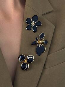 3件/1件经典复古硬币花卉珐琅质感金属胸针套装，白色和金色，百搭优雅配饰，适合日常、工作、派对、节日等场合佩戴，女士适用。 - 大號雞蛋花 - 查看 3