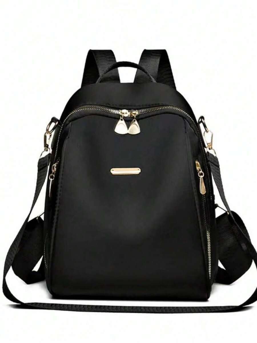 1个女士黑色牛津布大容量背包，通勤休闲时尚百搭 - 黑色 - 查看 1