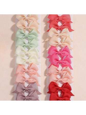 20pcs Colorful Ribbon Bow Hair Clips, Sweet Girl Silk Small Hair Pins, Elegant Princess Barrettes, Y2K Fairy Hairpins, Cute Mini Hair Bows, Hair Accessories, 10 Colors, No Card