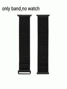 1pc Soft, Comfortable, Breathable Adjustable Black Nylon Band Compatible With Apple Watch Ultra 3/2/1 SE /S10/S11/S9/S8/S7/S6/S5/S4/S3/S2/S1, Replaceable Nylon Loop Strap With Magnetic Buckle, Fits 38/40/41/S10/11-42mm, 42/44/45/46/49mm - Black - View 3