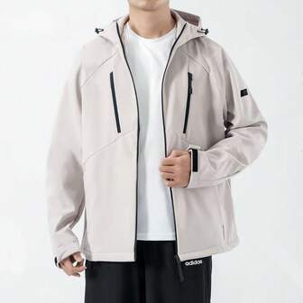 Adidas 阿迪達斯加絨外套戶外連帽訓練休閒運動男裝