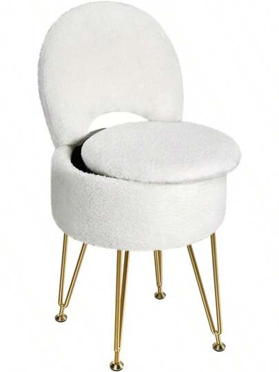 GREENSTELL - Taburete pequeño con Almacenamiento y Respaldo Plegable, 13 x 13 x 17.Pulgadas, otomana Suave de Piel sintética para Adolescentes, 4 Patas de Metal con pies Antideslizantes, Asiento